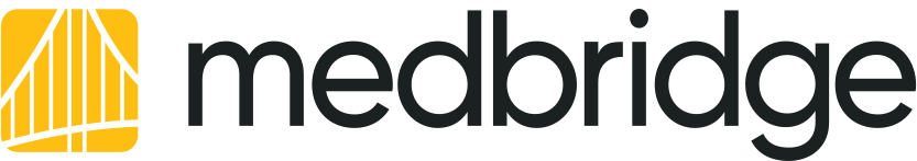 MedBridge logo with a yellow and white bridge on the left and "medbridge" in bold black lowercase letters on the right.